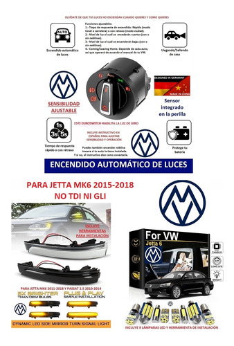 Led Dinámica Secuencial Euroswitch Sensor Interior Jetta Mk6