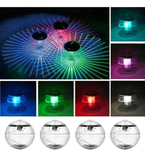 4pcs Rgb Color Changing Floating Solar Pool Lights A