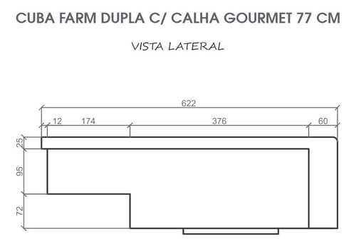 Cuba Farm Sink Dupla Com Calha Gourmet 77 Cm Fazenda