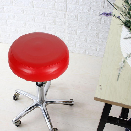 2 Unds De Taburetes De Material Cuero Pu Decoración Rojo