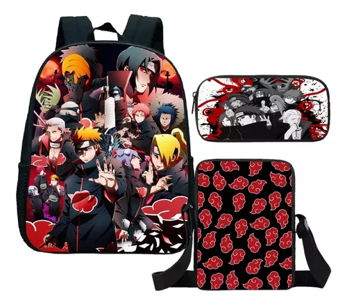 Mochila Naruto Nuvem Novidade Bolsa Escolar - Preto