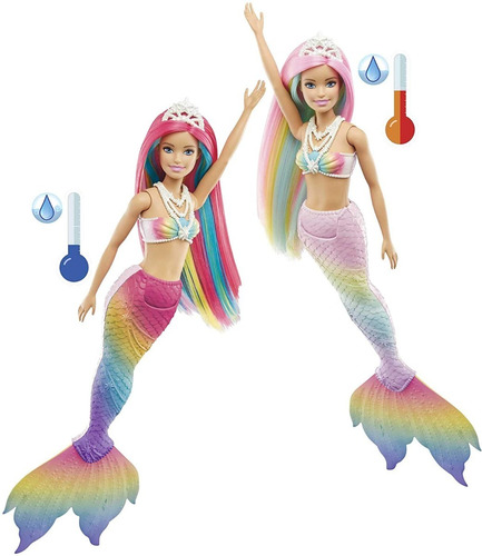 Imagen 1 de 6 de Barbie Sirena, Cambia De Color - Mattel Gtf89