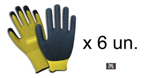 Guante Trabajo Antideslizante Latex Rugoso Garra Randon X 6