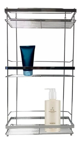 Imagen 3 de 5 de Organizador De Ducha Para El Baño 3 Estantes Cromado