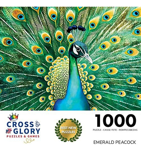 Cross & Glory Emerald Peacock Jigsaw Puzzle - Rompecabezas P