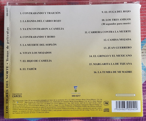 Los Tigres Del Norte Cd Temas De Películas Ñ Estándar (Usado)