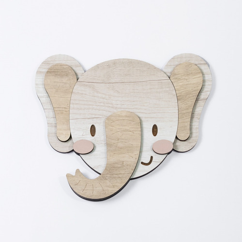 Cuadro Infantil Madera Elefante Rutilu Deco