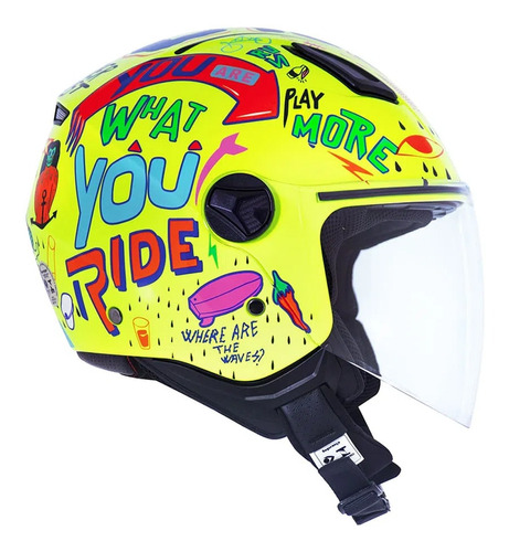 Capacete Aberto Norisk Orion Free Amarelo Azul