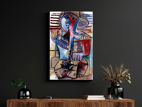Imagen 3 de 9 de Cuadros-picasso Cara19-moderno,decorativo,95x60cm-16k Resol