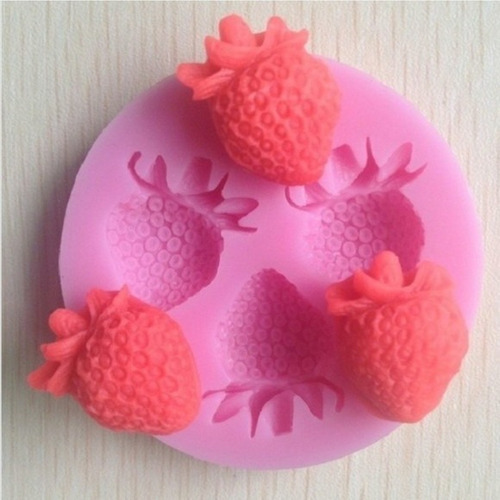 F267 Molde De Silicone Morango Confeitaria Biscuit