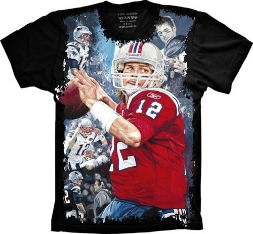 Camiseta Plus Size Unissex Algodão Preta Super Bowl Nfl