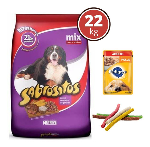 Sabrositos Perro Mix 20+2kg + Snack + Envio Ciudad D Costa!