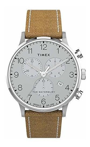 Reloj Clásico Timex Waterbury Chrono Leather, Correa De Cuer