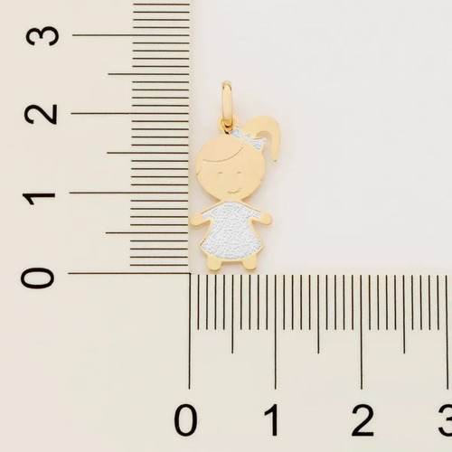 Pingente Menina Rommanel 542453 Com Rhodium Folheado Ouro