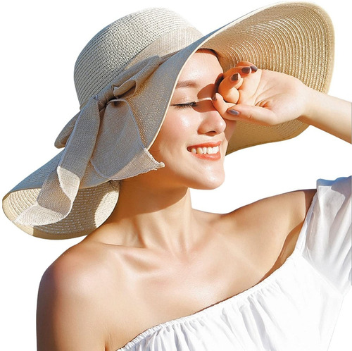 Sombrero Grande Playa Para Mujer Upf 50 Plegable Enrollable 