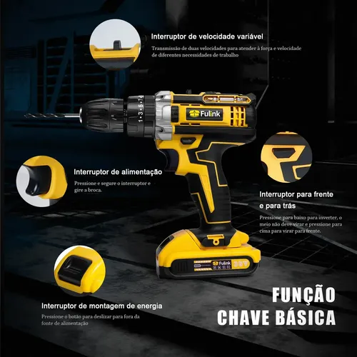 Parafusadeira Furadeira Impacto Fulink Profissional Fk-80pt 2