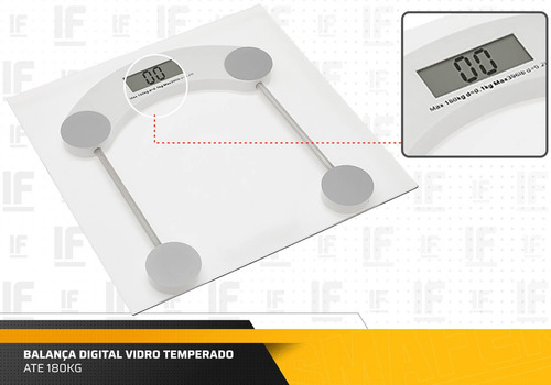 Balança Digital Banheiro Academia 180kg Quad