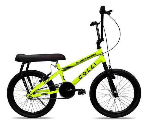 Bicicleta Colli Montadinha Aro 20 Selim Mobik Bagageiro Cor Amarelo Neon Tamanho Do Quadro 12