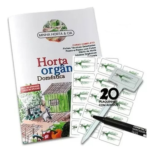 Manual De Horta Com 20 Plaquinhas De Identificação 25cm