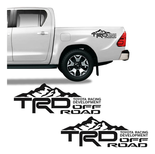 Par De Adesivos Trd Off Road Hilux Emblema Lateral Preto