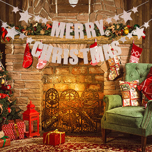 Rose Glod Glitter Ferry Christmas Banner, Glitter De Navidad