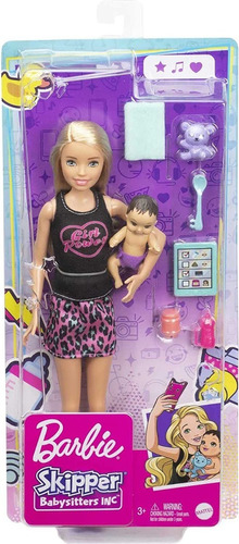 Barbie Skipper Niñera Con Bebé Y Accesorios Mattel - Premium