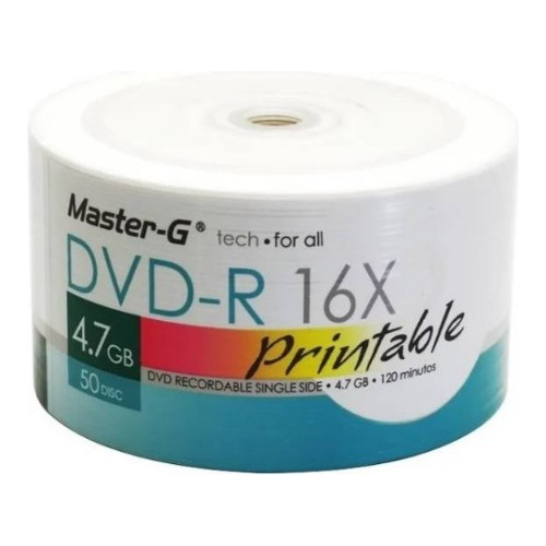 Dvd Imprimible Master-g 4,7gb 16x 50 Unidades Envio Gratis