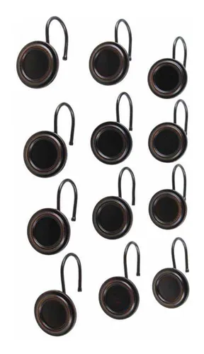 Set De Ganchos Para Cortina De Baño 12 Unidades Negro Just