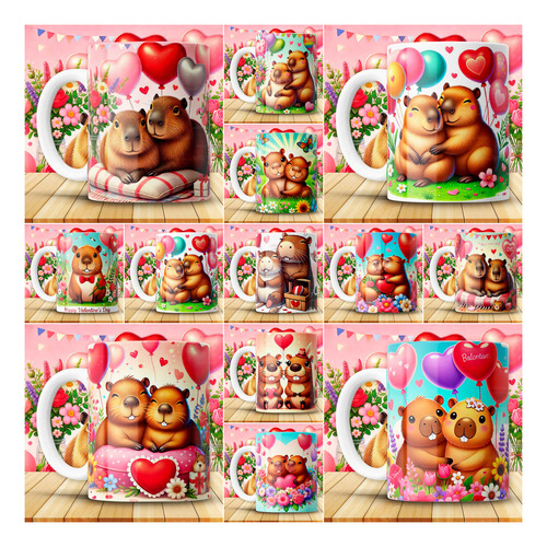 12 Plantillas Para Tazas Capibaras Amistosos Png Mockup