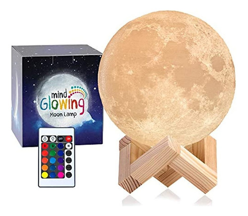 Lámpara De Luna 3d - Luz De Noche Recargable, 16 Colores Led