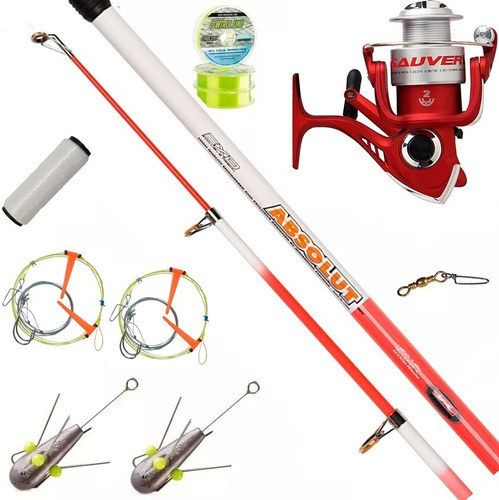 Combo Pesca Variada Mar Rio Para Lance Reel 2 Rule + Lineas + Caña 3.50 Mt Telescopica Para 150 Gramos De Plomo