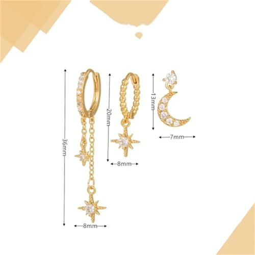 Set De Pendientes Dainty Sun Moon Con Forma De Cartílago Y C
