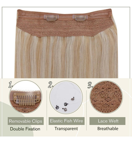 Extensiones Cabello Humano 1pz Rubio Con Mechas Cl 16in 80gr