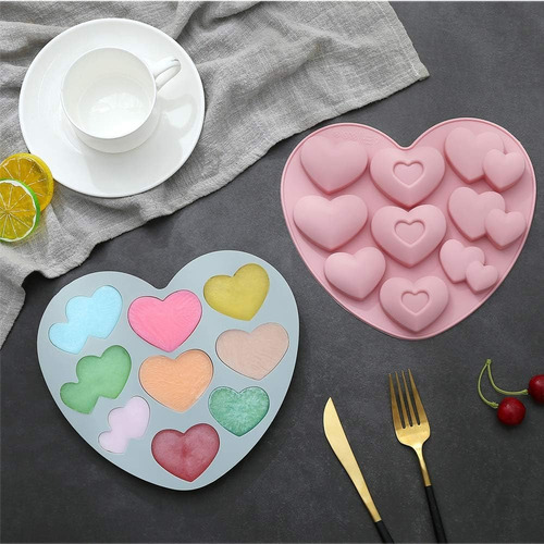 Molde Silicona 9 Cavidades Corazones - Repostería Chocolates Sorpresa