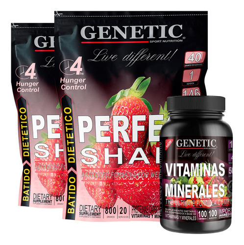 2 Batidos Perfect Shake 40 Servs Genetic Vitamina C Defensas