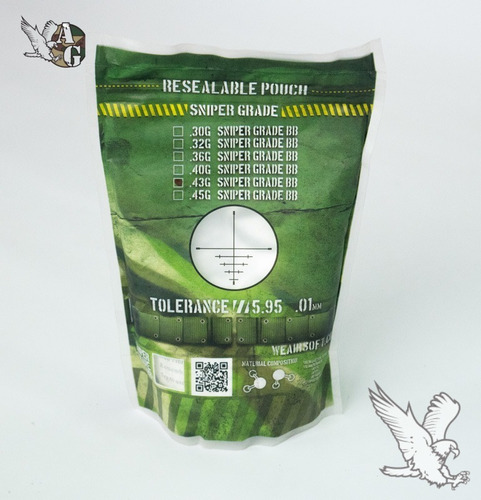 Imagen 2 de 3 de Airsoft Bbgun 6mm 0,43gr X 2000pc Bolsa We