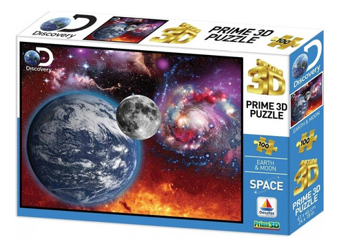 Puzzle Rompecabezas Prime 3d Planeta Tierra Y Luna 100 Pzs