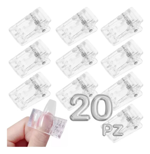 20 Pinza Clip Para Polygel Acrygel Molde Uñas Dual System