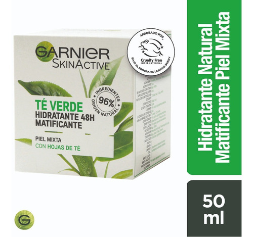 Crema Facial Garnier Skin Active Té Verde Hidratante 48H Matificante 50mL