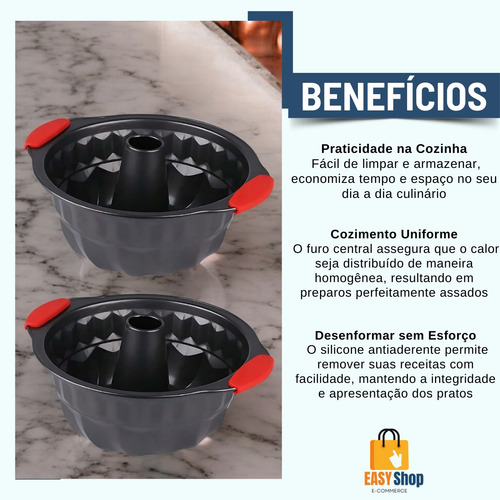 Forma Bolo Redonda C/ Furo No Meio Antiaderente Airfry 28 Cm