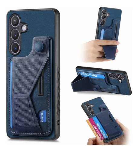 Funda De Cuero Tipo Billetera Con Ranura For Tarjetas Y Soporte For Samsung Galaxy