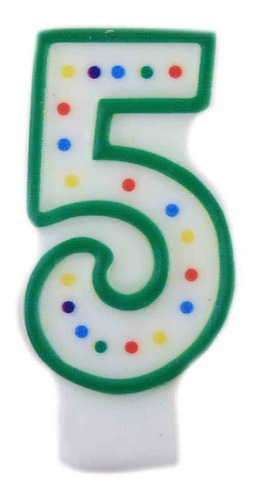 Vela Cumpleaños Diseño Puntos De Colores Número Cinco Wilton