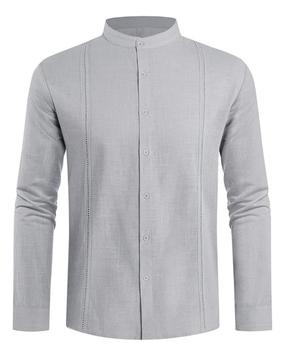 Camisa Solta Casual De Linho Com Botão Manga Comprida Casal