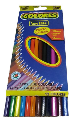 Caja  Lapices Largos De Color X 12 Unid