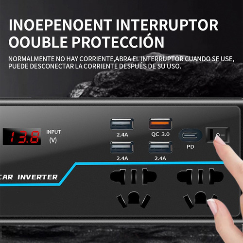 Inversor Corriente Para Auto 200w Soporta Sistemas 12v A 24v