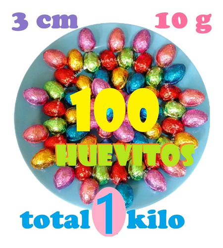 100 Huevitos De Pascua Mini 3 Cm Chocolate Huevo Macizo