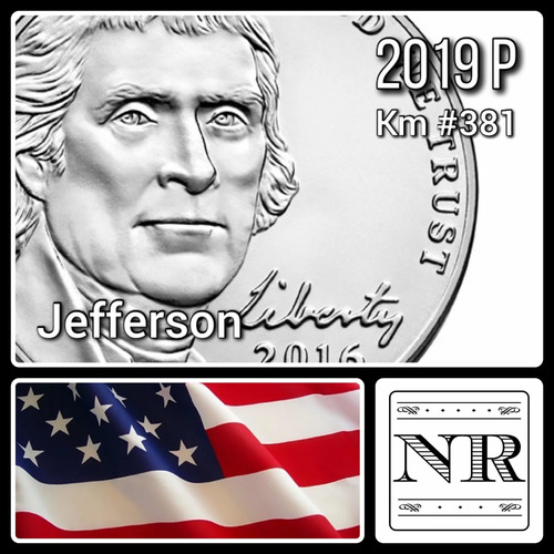 Estados Unidos - 5 Cents - Año 2019 P - Km #381 - Jefferson