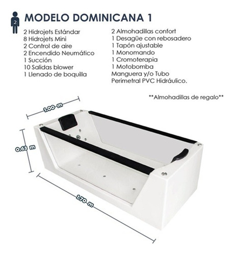 Tina De Hidromasaje 2 Personas Dominika1 Premium- Aquaelite. Blanco