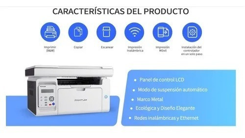 Imagen 3 de 10 de Impresora Multifunción Pantum Monocromática M6509nw Laser In