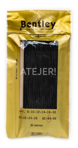 Imagen 5 de 8 de Elástico Redondo Bentley Art 84 De 2mm X 50 Metros Negro